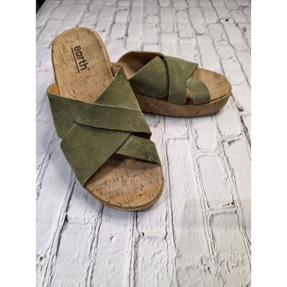 Earth Slip-On Comfort Suede Leather Summer Sandal Cork Scout Castoro 9M.